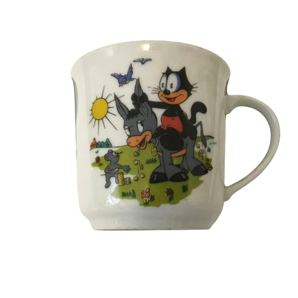 Vintage WINTERLING Bavaria "Felix the Cat" Cartoon Mug Cup 3" Porcelain Germany